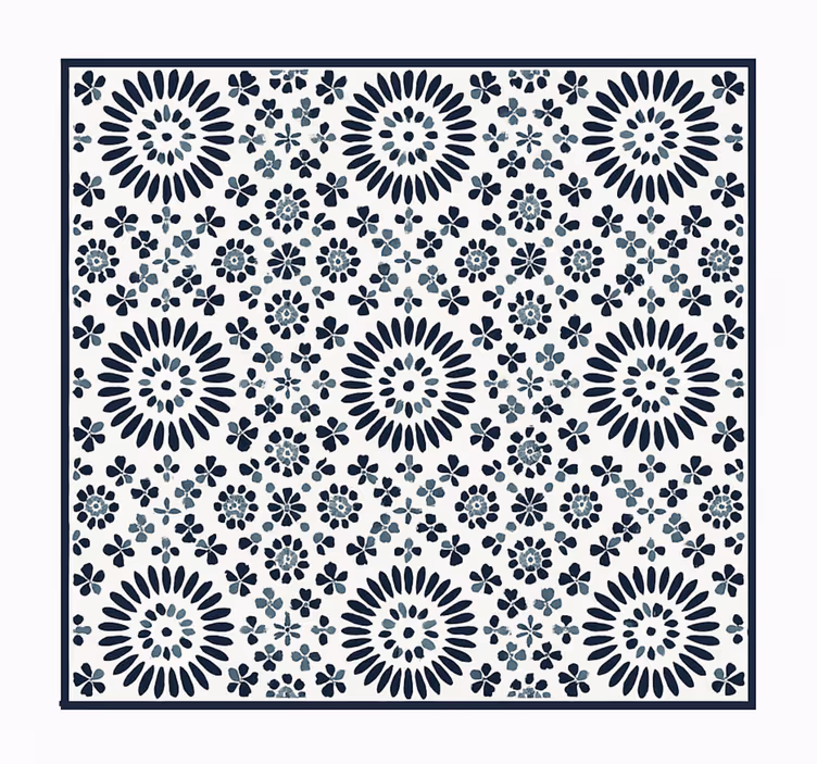 Aflombra vinilica azul patrón floral geométrico - TenVinilo