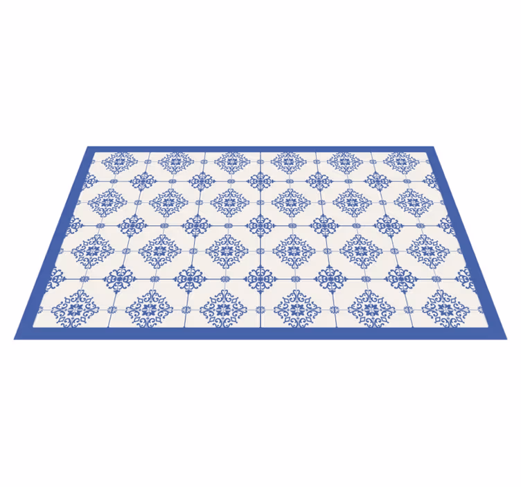 Aflombra vinilica azul azulejos marroquíes beige - TenVinilo