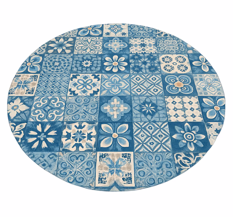 Aflombra vinilica azul mosaicos circulares - TenVinilo