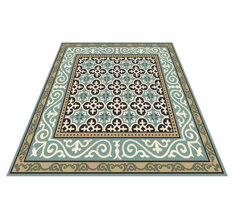 Alfombra vinilo comedor borde encáustico ornamentado - TenVinilo