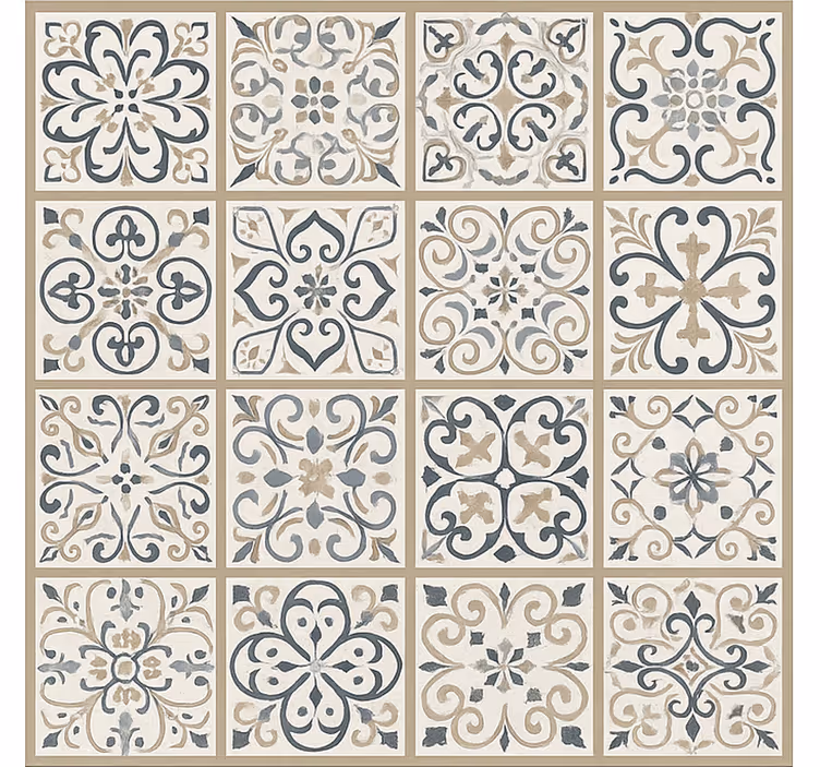 Alfombra vinilo comedor patrón de mosaico neutro - TenVinilo