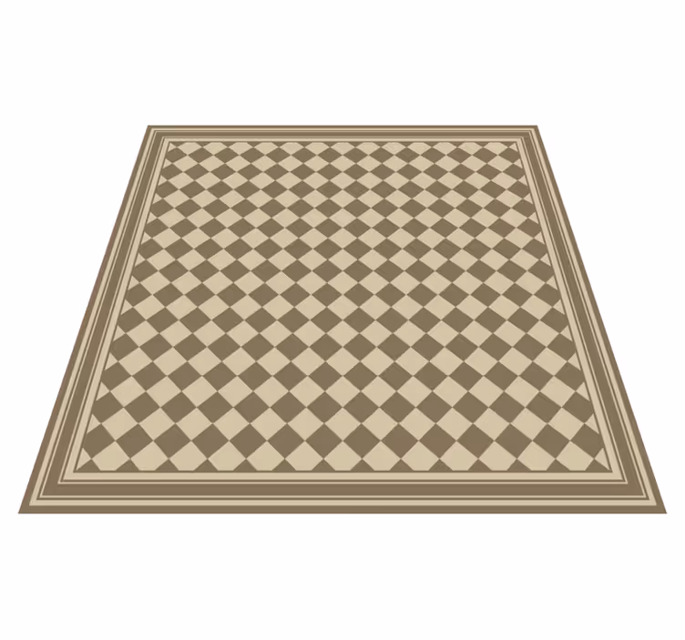 Alfombra vinilo comedor rejilla de diamante marrón - TenVinilo