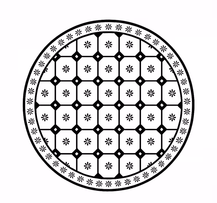 Alfombra vinilo comedor patrón de mosaico en blanco y negro - TenVinilo