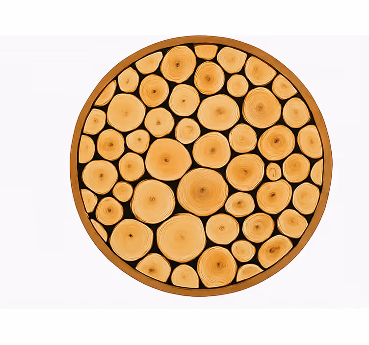 Alfombra vinilo comedor rodaja de madera natural - TenVinilo