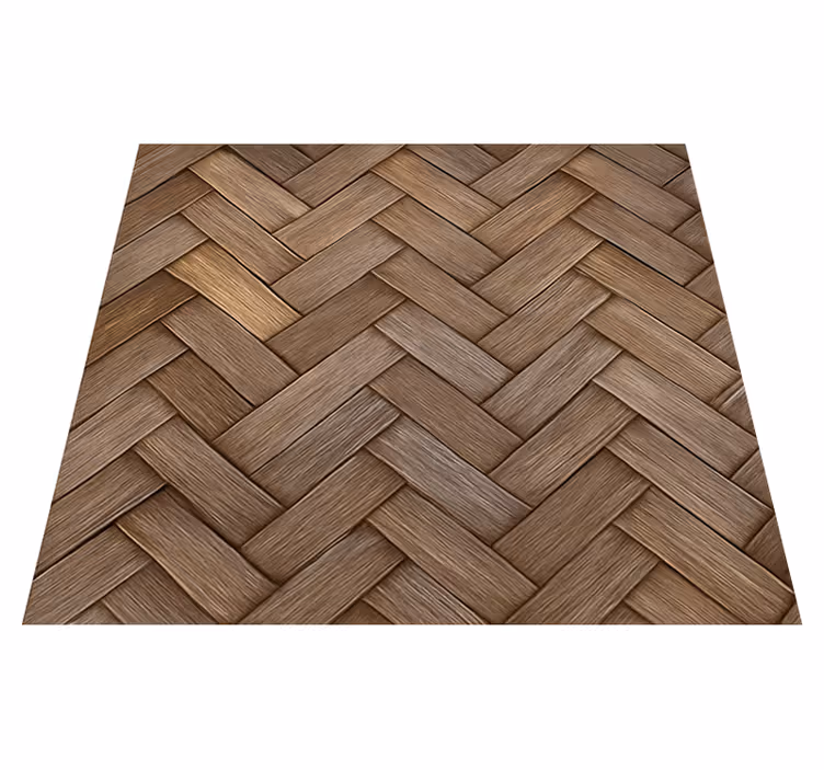 Alfombra vinílica salón aspecto de madera trenzada - TenVinilo