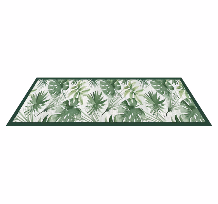 Alfombra vinílica cocina hojas tropicales acuareladas - TenVinilo
