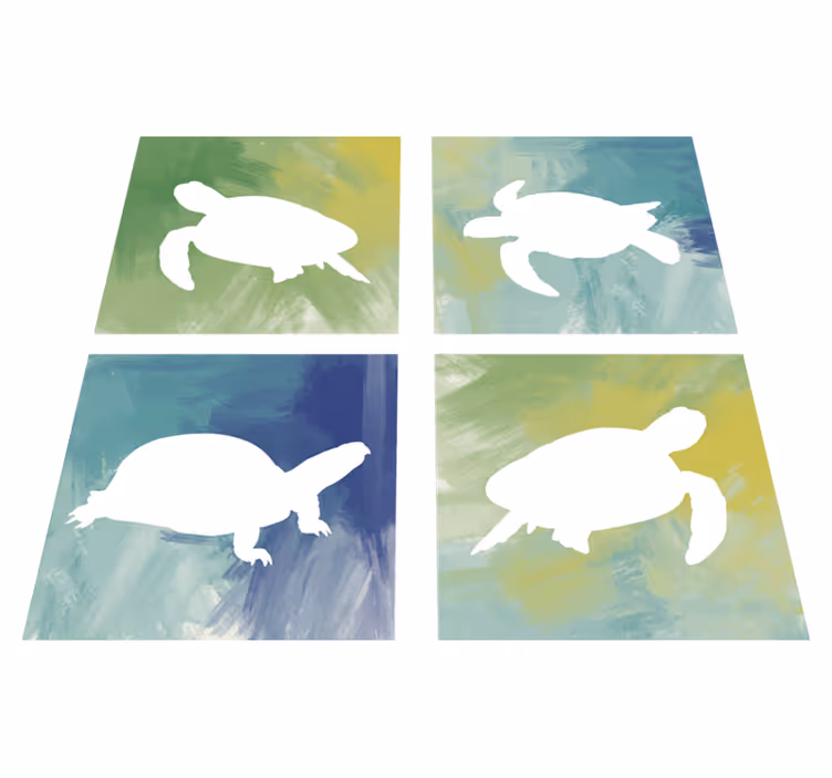 Aflombra vinílica animales baldosas tortugas coloridas - TenVinilo
