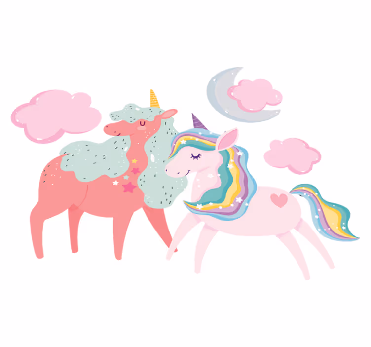Aflombra vinílica animales unicornio pequeño con yegua - TenVinilo
