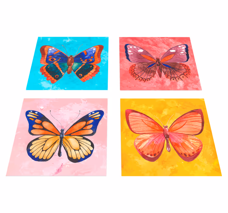 Aflombra vinílica animales azulejos mariposas multicolores - TenVinilo