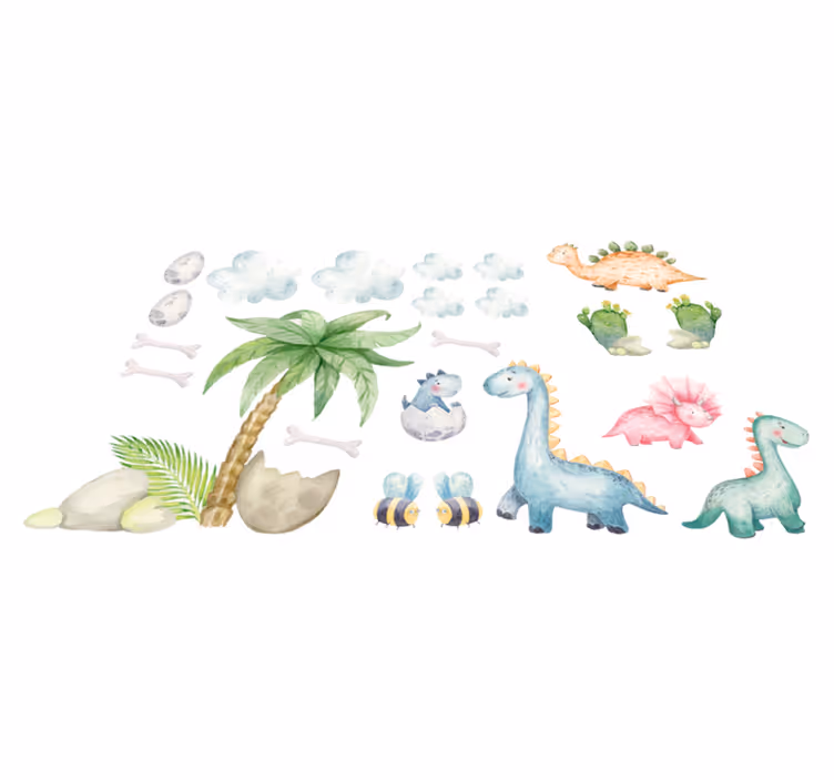 Aflombra vinílica animales dinosaurios acuarelados - TenVinilo