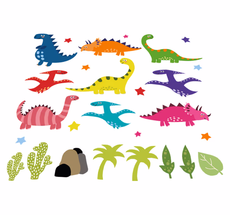 Aflombra vinílica animales set de dinosaurios coloridos - TenVinilo