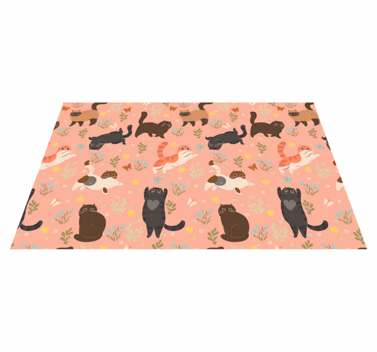 Aflombra vinílica animales patrón de gatos - TenVinilo