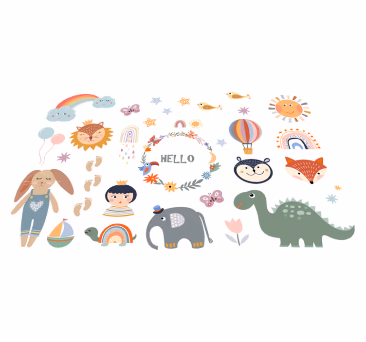 Aflombra vinílica animales elemento floral infantil - TenVinilo