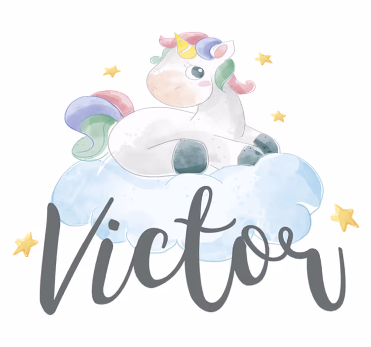 Aflombra vinílica animales unicornio acuarela con nubes - TenVinilo