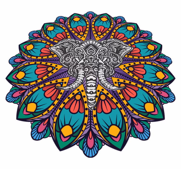 Aflombra vinílica animales elefante mandala colorido - TenVinilo