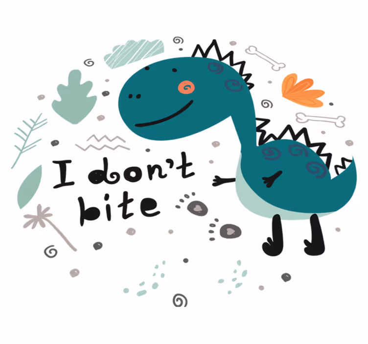 Aflombra vinílica animales dinosaurio verde sonriente - TenVinilo