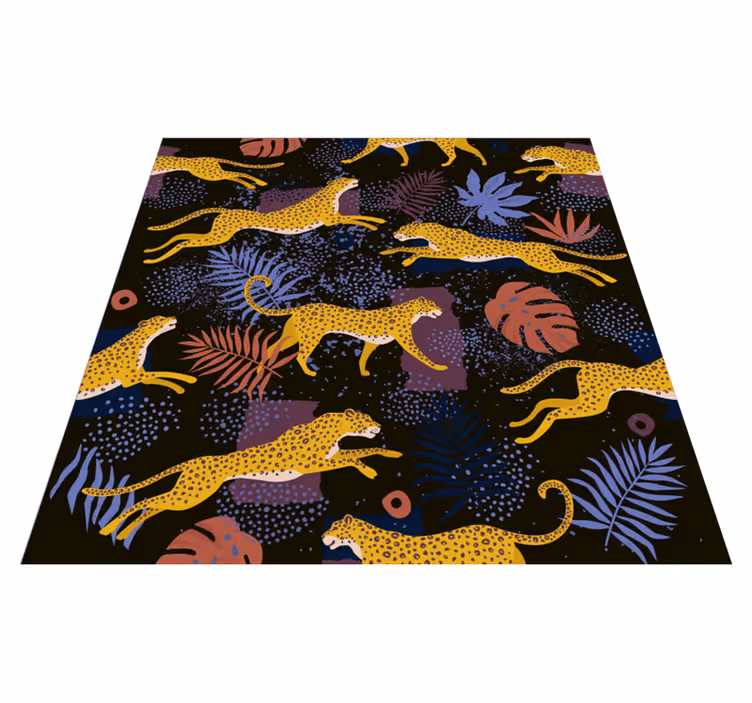 Aflombra vinílica animales hojas tropicales leopardos - TenVinilo