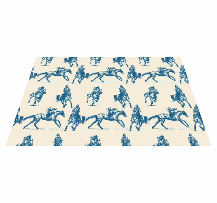 Aflombra vinílica animales diseño caballos azul y beige - TenVinilo