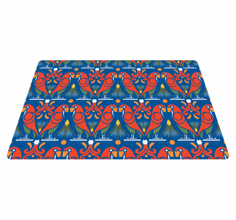 Aflombra vinílica animales diseño floral fondo azul - TenVinilo