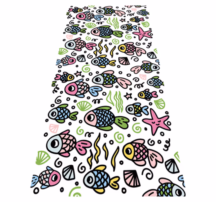 Aflombra vinílica animales diseño de peces multicolores - TenVinilo