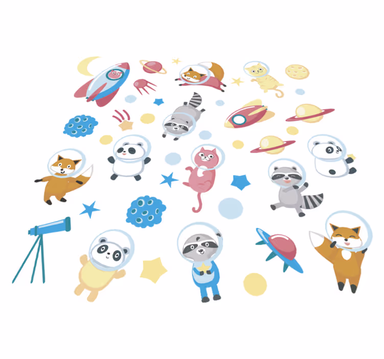 Aflombra vinílica animales astronautas adorables - TenVinilo