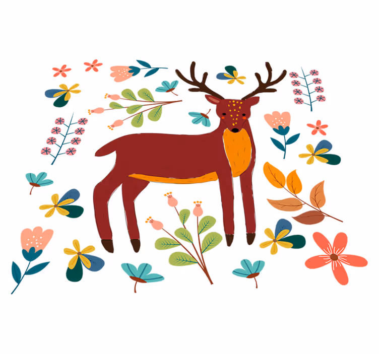 Aflombra vinílica animales ilustración de ciervo caprichoso - TenVinilo