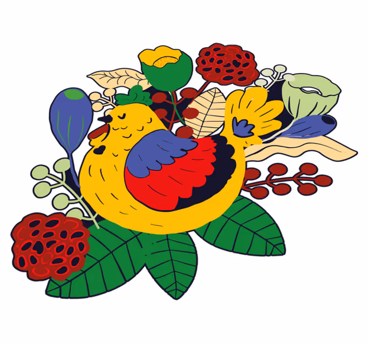 Aflombra vinílica animales pájaro floral colorido - TenVinilo