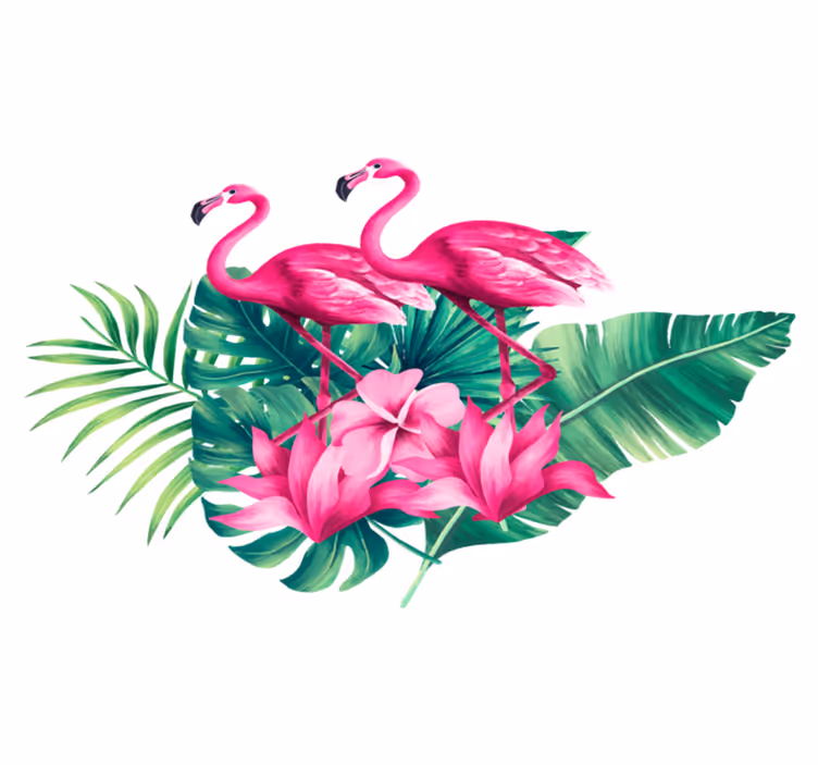 Aflombra vinílica animales flamencos y follaje - TenVinilo