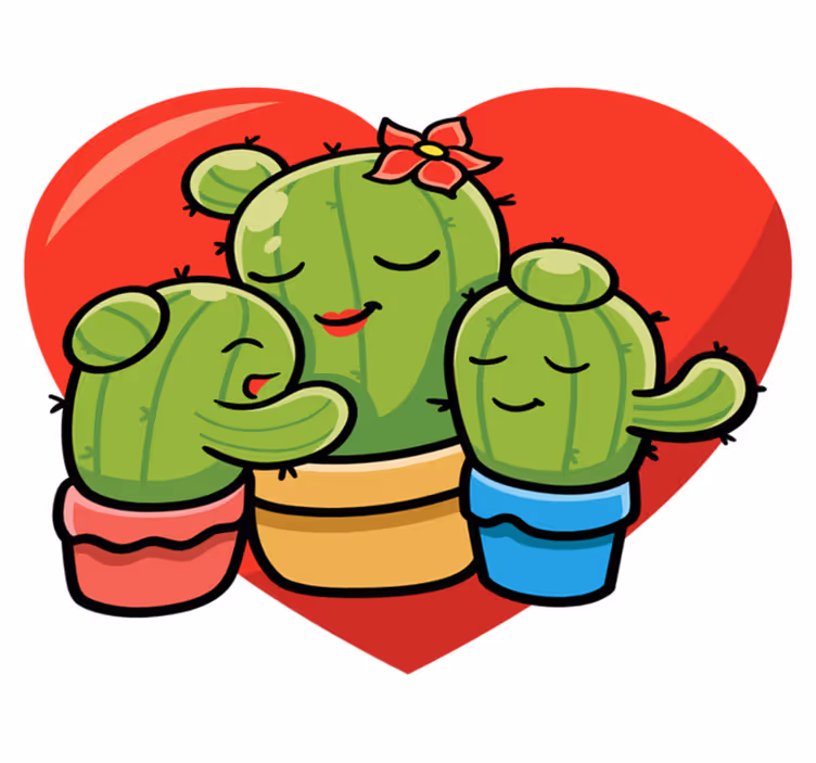 Aflombra vinílica animales familia de cactus amor - TenVinilo