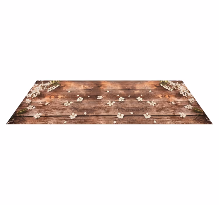 Alfombra vinílica cocina madera floral - TenVinilo