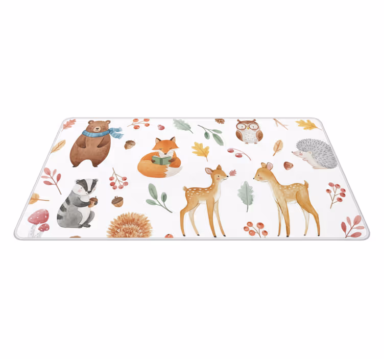 Alfombra vinílica cocina acuarela de bosque caprichoso - TenVinilo