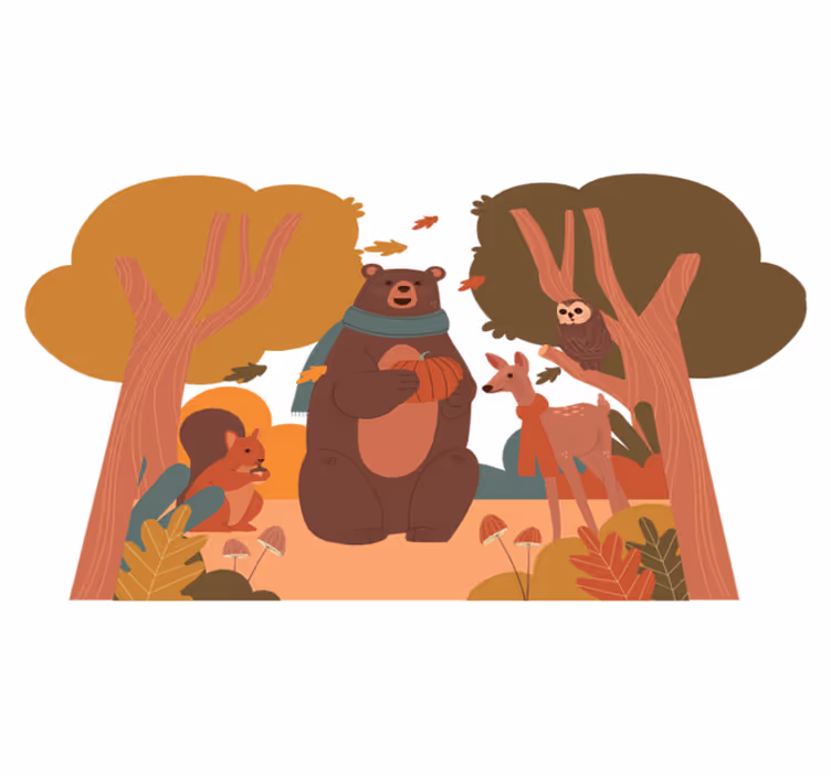 Aflombra vinílica animales criaturas del bosque otoñal - TenVinilo