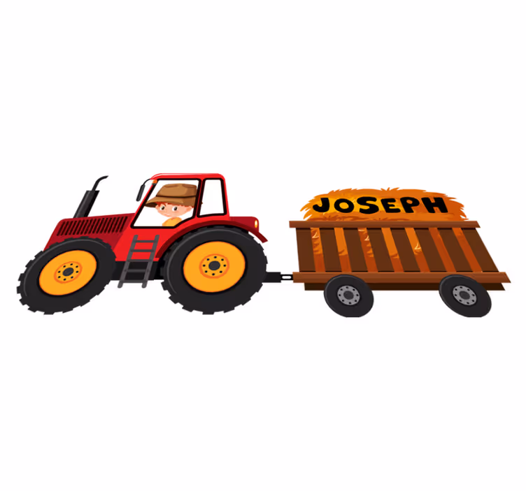 Aflombra vinílica animales tractor con heno - TenVinilo