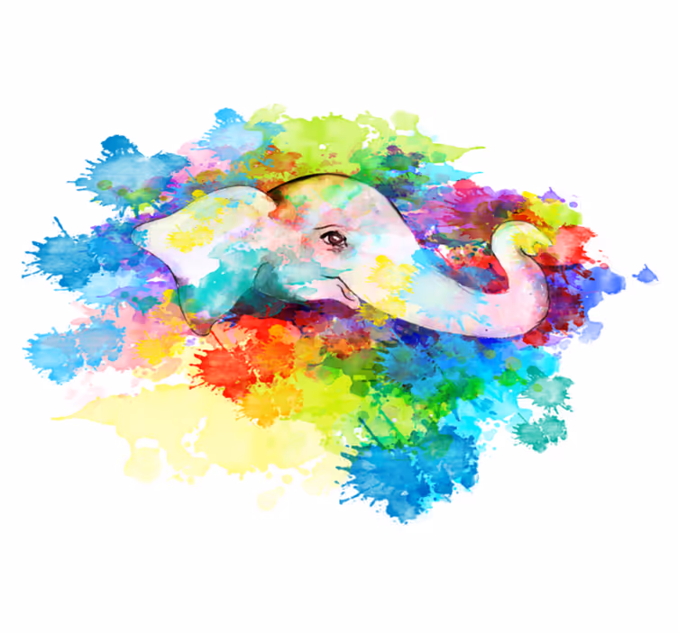 Aflombra vinílica animales elefante colorido splash - TenVinilo