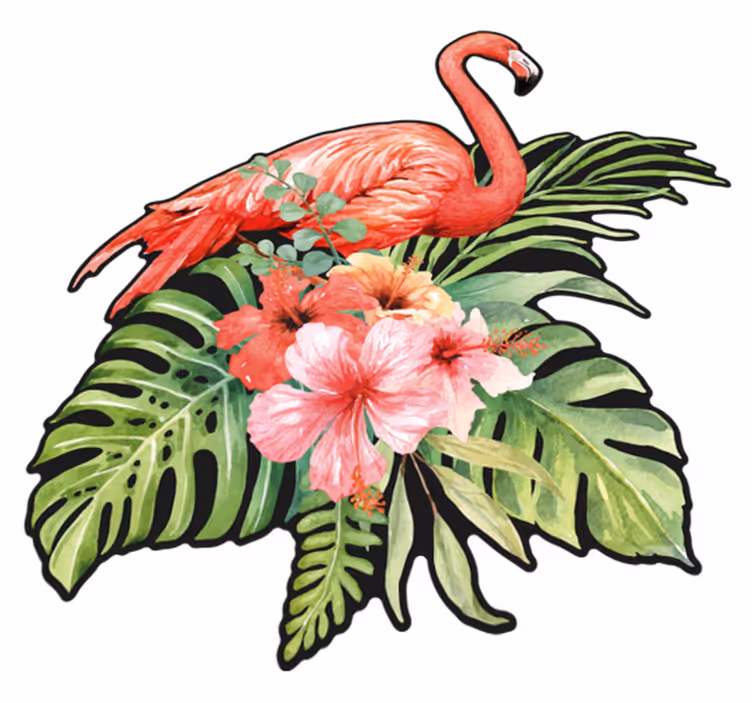 Aflombra vinílica animales flamenco con flores - TenVinilo