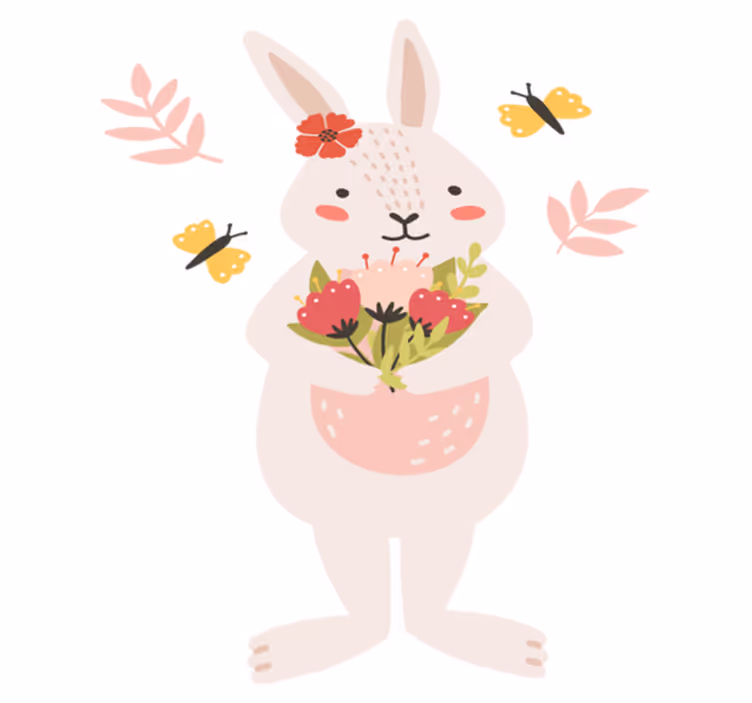 Aflombra vinílica animales arte de conejo adorable - TenVinilo