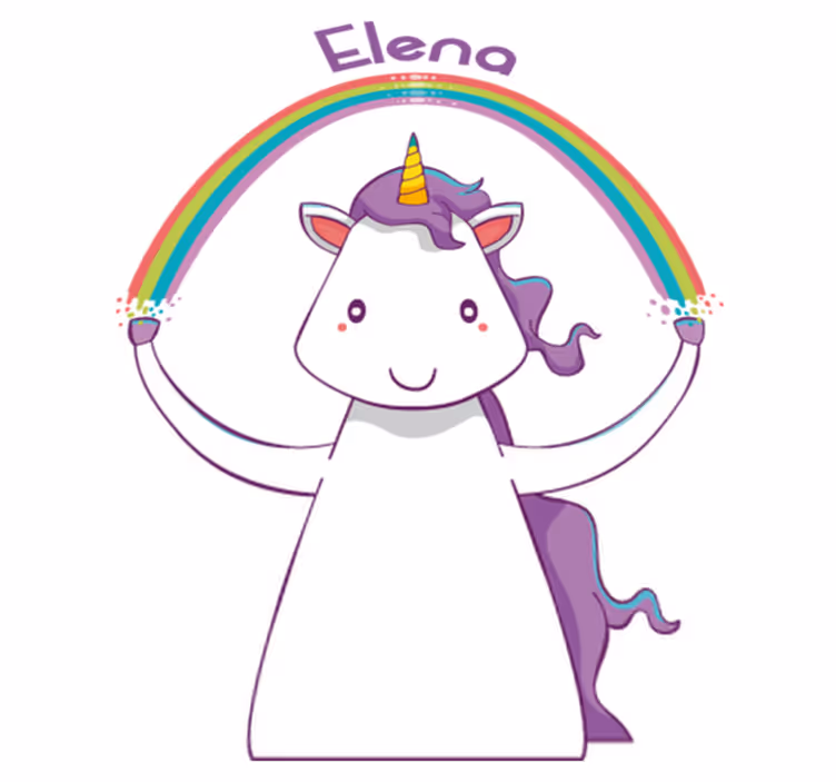 Aflombra vinílica animales unicornio y arcoíris con nombre - TenVinilo