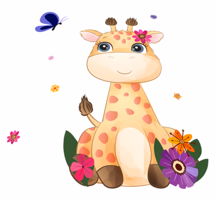 Aflombra vinílica animales África salvaje niña jirafa - TenVinilo