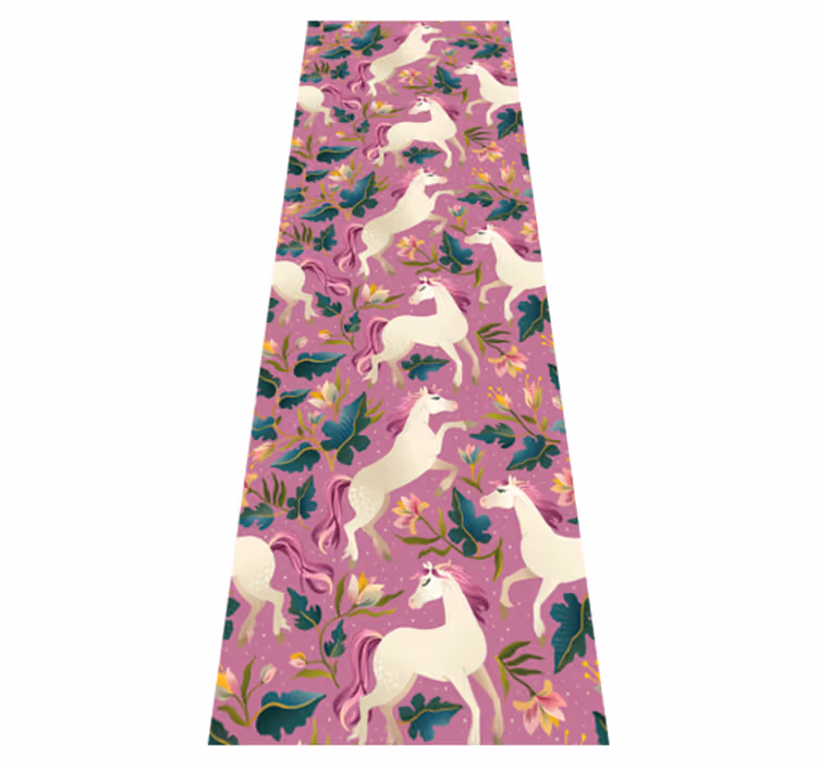Aflombra vinílica animales diseño de caballo rosa floral - TenVinilo