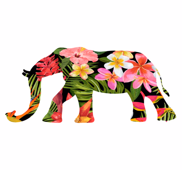 Aflombra vinílica animales elefante floral silueta - TenVinilo