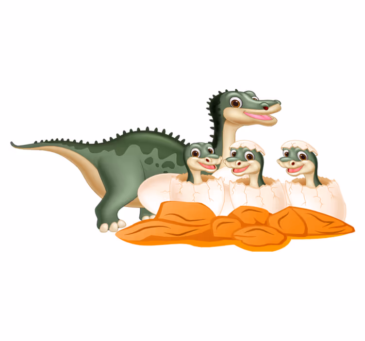 Aflombra vinílica animales familia de dinosaurios adorables - TenVinilo