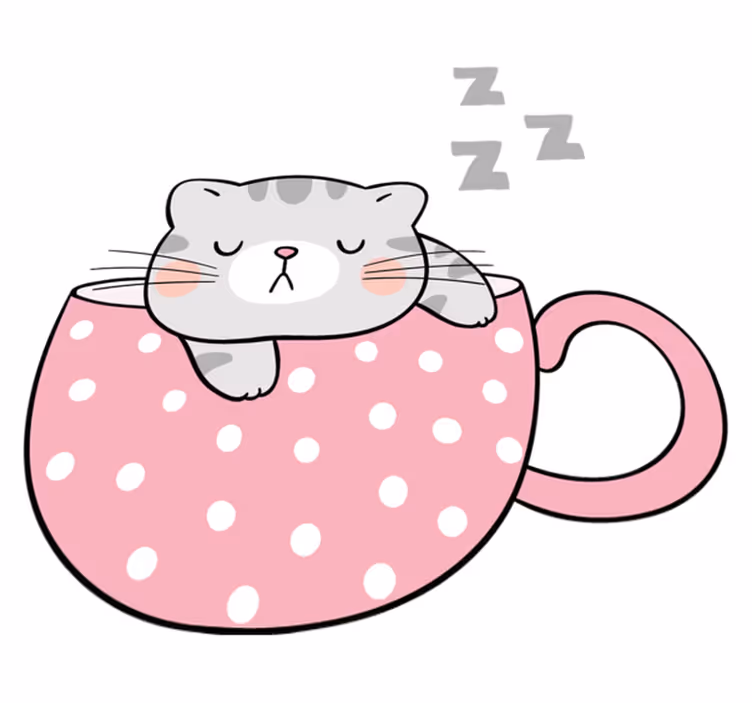 Aflombra vinílica animales taza de gato durmiendo - TenVinilo
