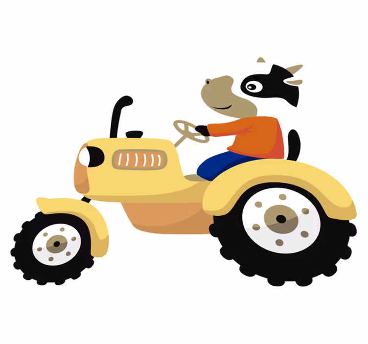Aflombra vinílica animales vaca en tractor - TenVinilo
