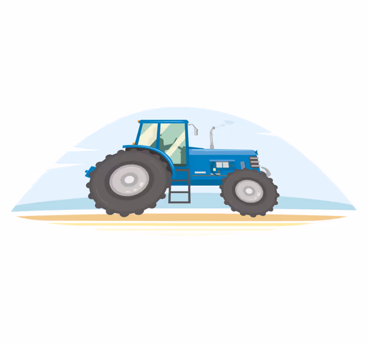 Aflombra vinílica animales ilustración tractor azul - TenVinilo
