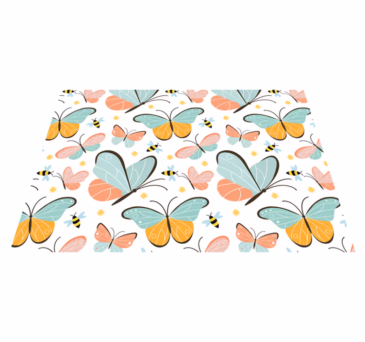 Aflombra vinílica animales mariposas y abejas muebles - TenVinilo