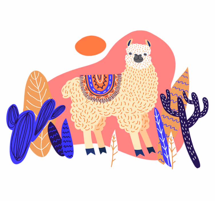 Aflombra vinílica animales llama peruana y cactus - TenVinilo
