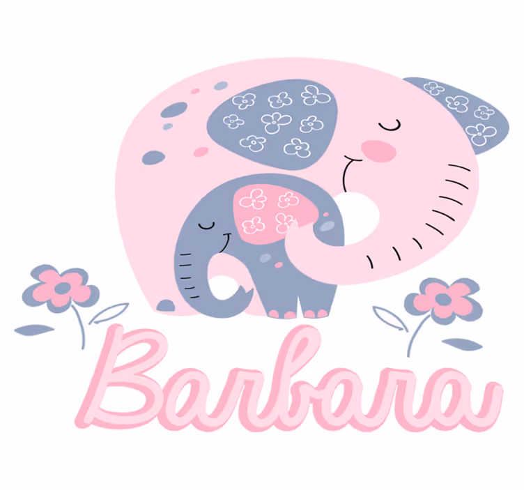 Aflombra vinílica animales elefantes con corazones y nombre - TenVinilo
