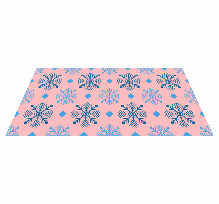 Alfombra vinílica navidad copos de nieve rosas y azules - TenVinilo