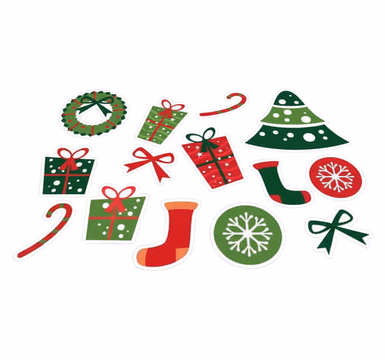 Alfombra vinílica navidad elementos navideños clásicos - TenVinilo