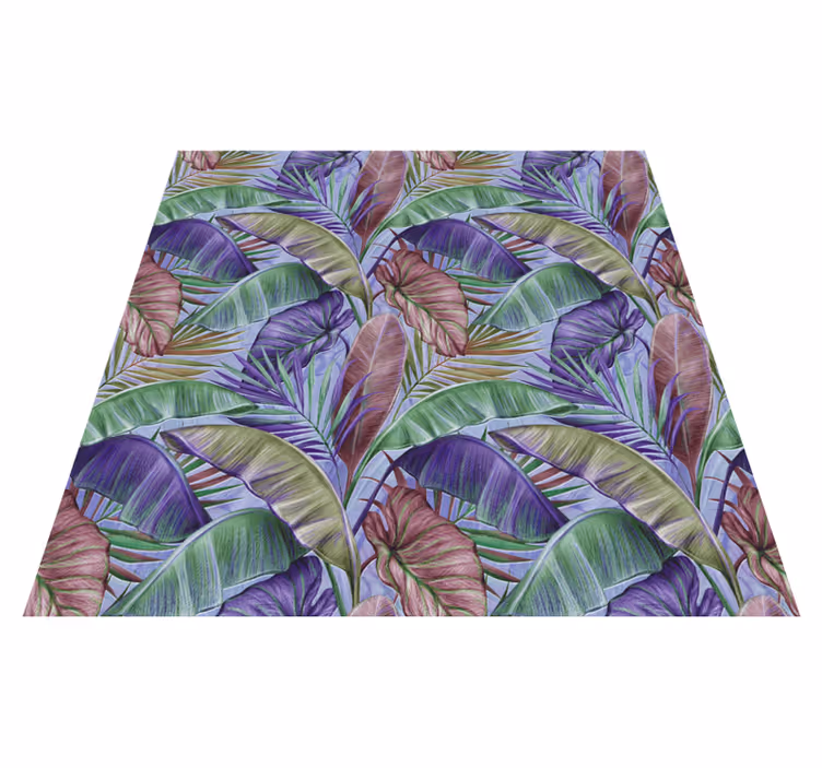 Alfombra vinílica flores diseño hojas moradas - TenVinilo